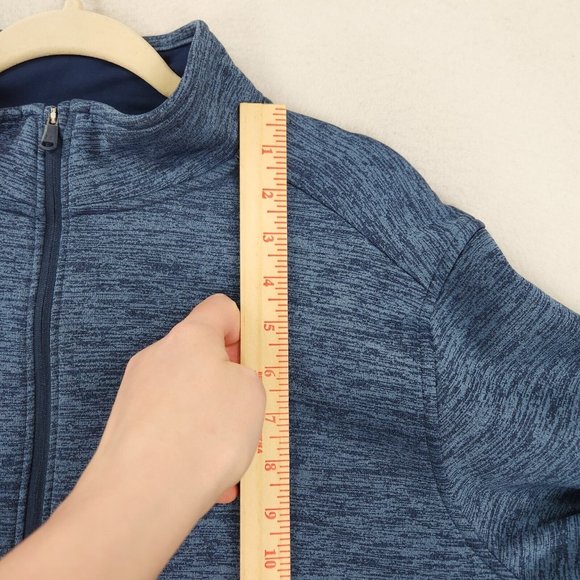 Under Armour Sweater Men Extra Large Blue Heathered Loose Fit Cold Gear Pullover - Picture 4 of 9